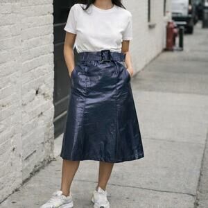 JOHN ELLIOTT Belted Skirt Plastic Blue size 1 Fall 2018